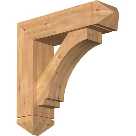 Imperial Arts And Crafts Smooth Bracket W/ Offset Brace, Western Red Cedar, 7 1/2W X 28D X 28H